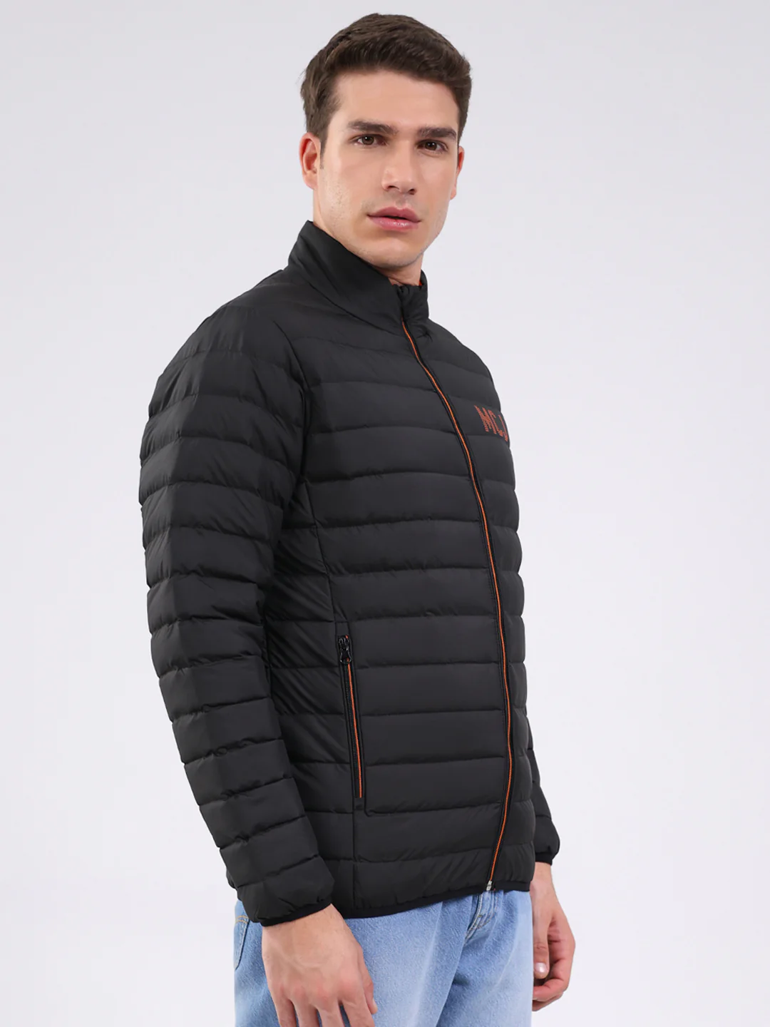 Men Black Solid Mock Neck Full Sleeve Jacket - Image 4