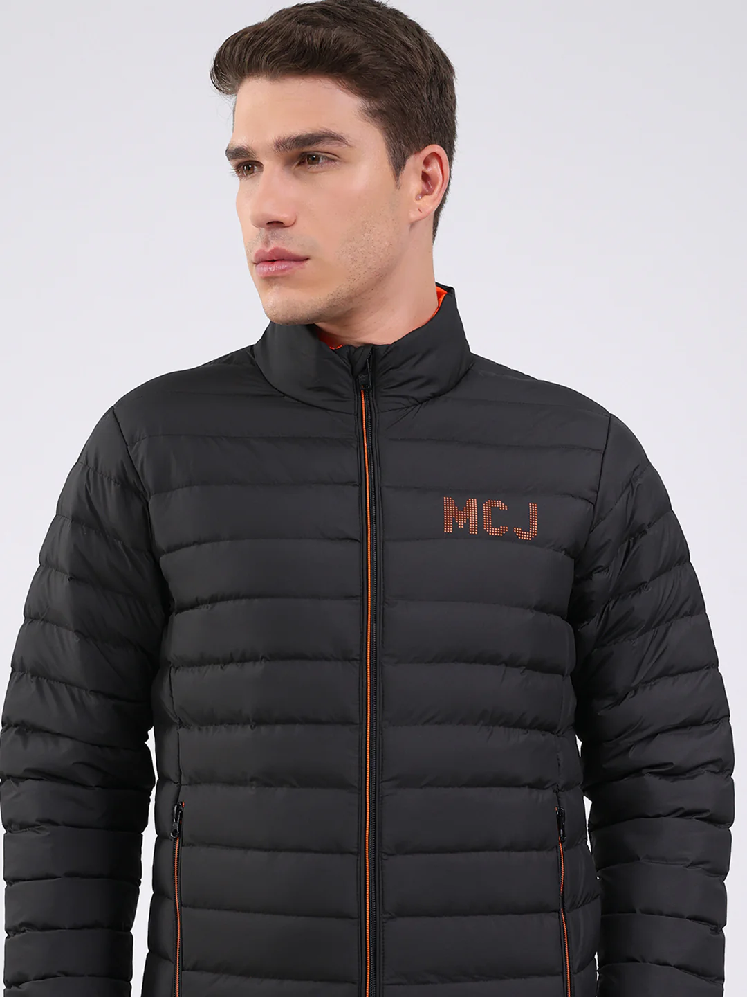 Men Black Solid Mock Neck Full Sleeve Jacket - Image 6