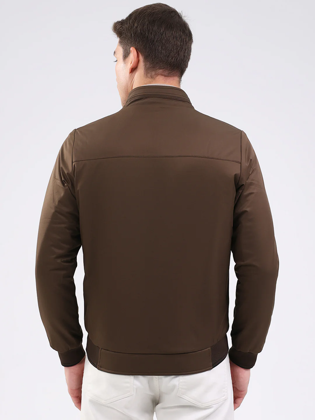 Men Black Solid Mock Neck Full Sleeve Jacket - Image 8