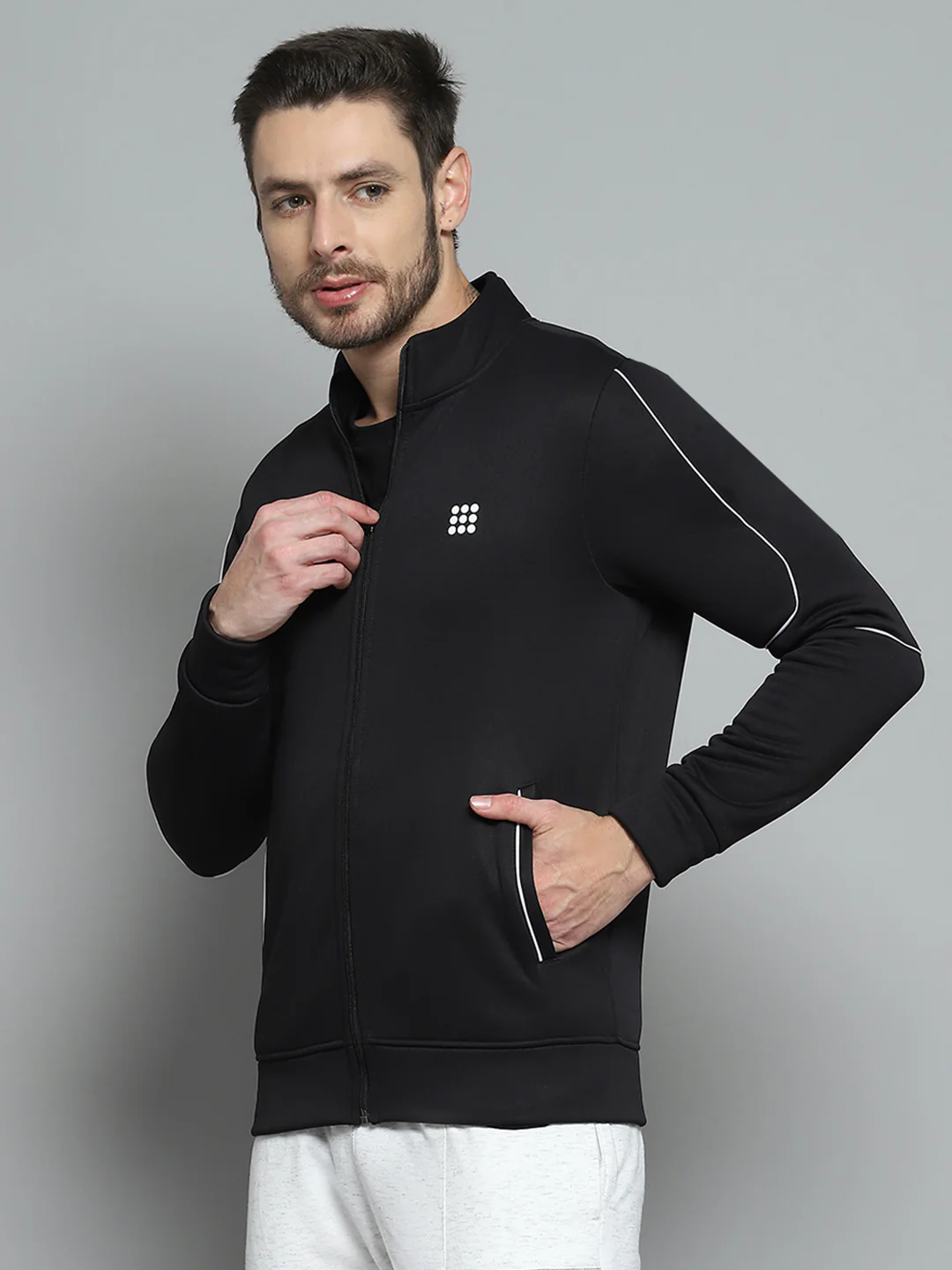 Rock.it Men Black Solid Mock Neck Full Sleeve Sweatshirt - Image 3