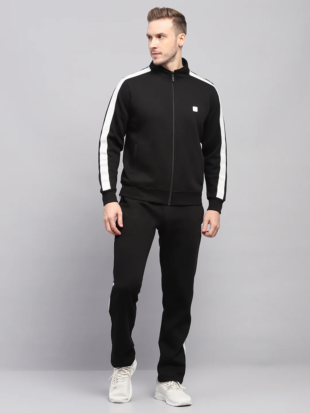 Rock.it Men Black Solid Mock Neck Full Sleeve Winter Tracksuit - Image 2