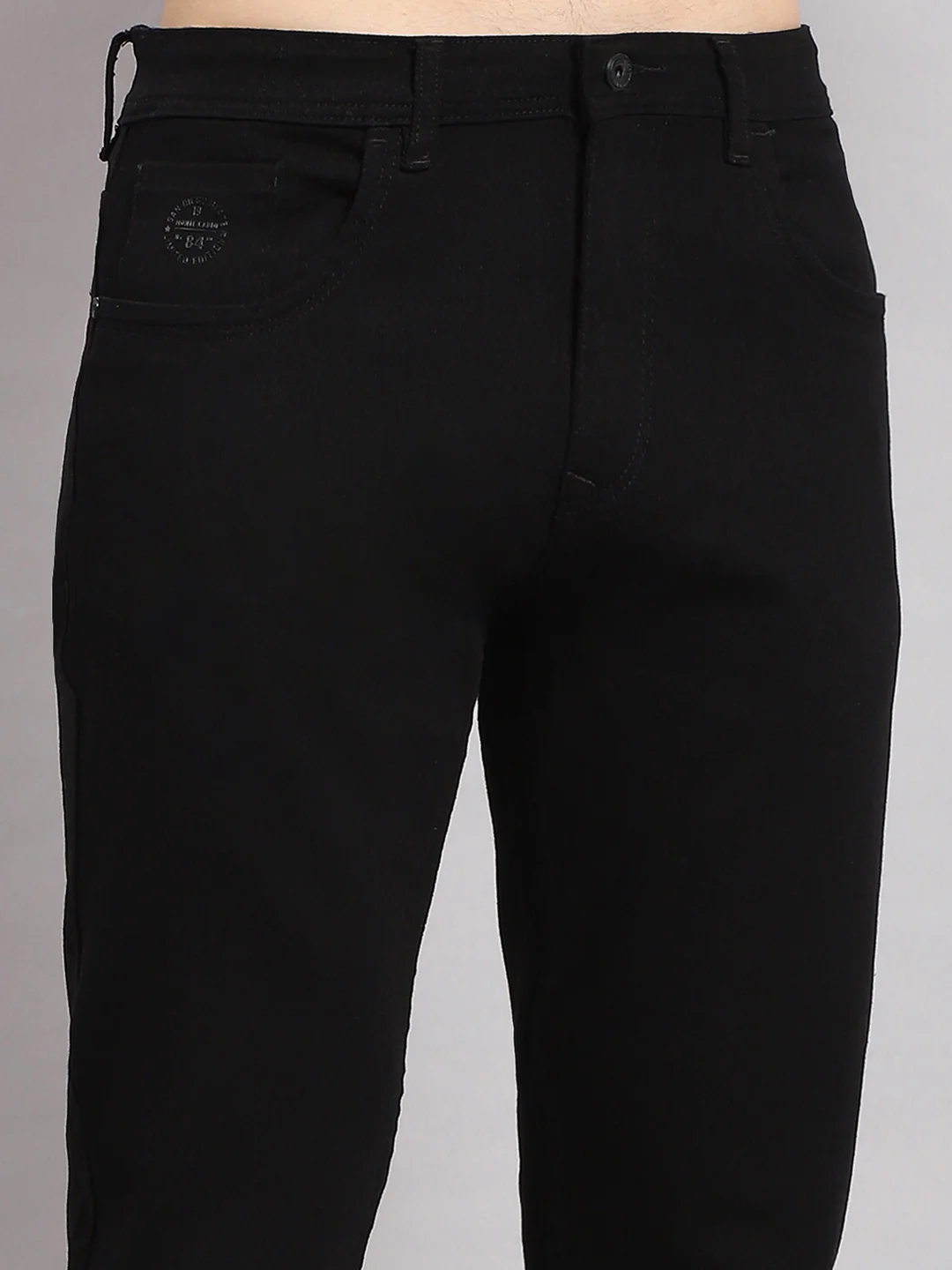 Men Black Solid Narrow Fit Denim - Image 6