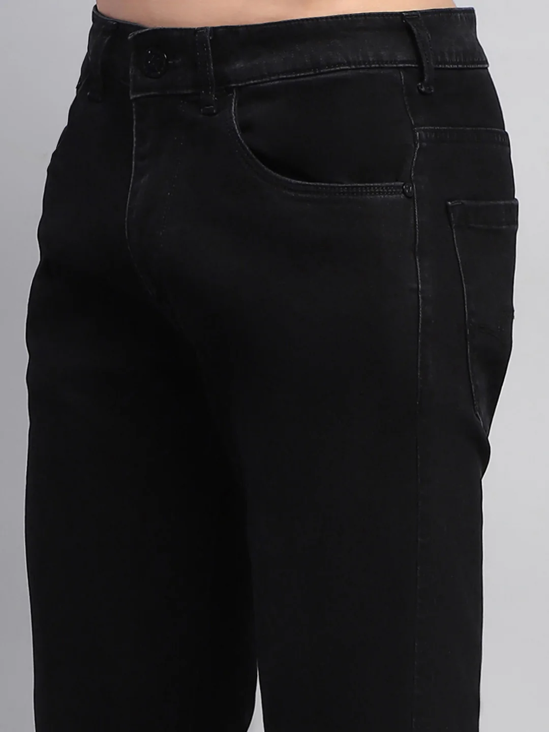 Men Black Solid Narrow Fit Denim - Image 6