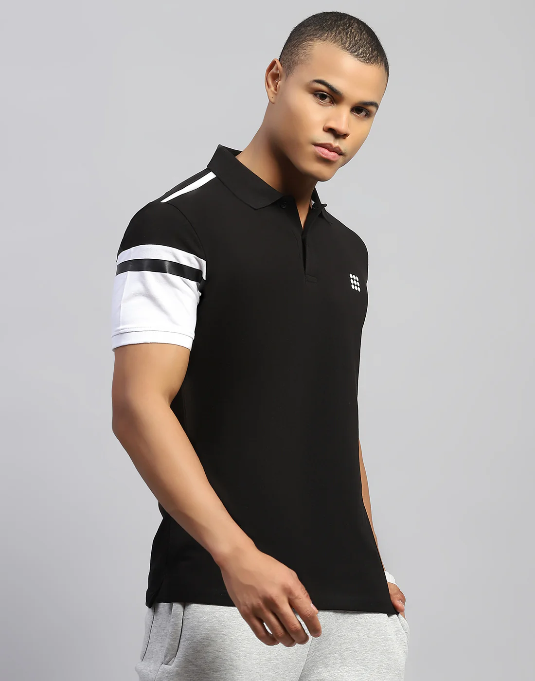 Rock.it Men Black Solid Polo Collar Half Sleeve T-Shirt - Image 4