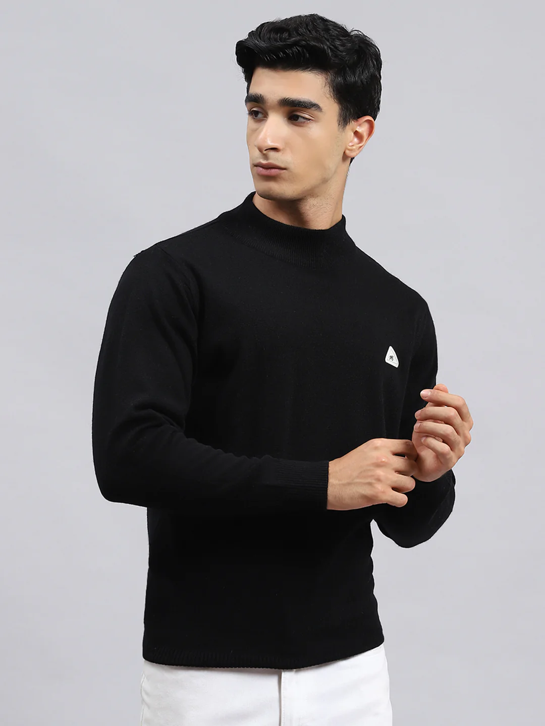 Men Black Solid Pullover - Image 3