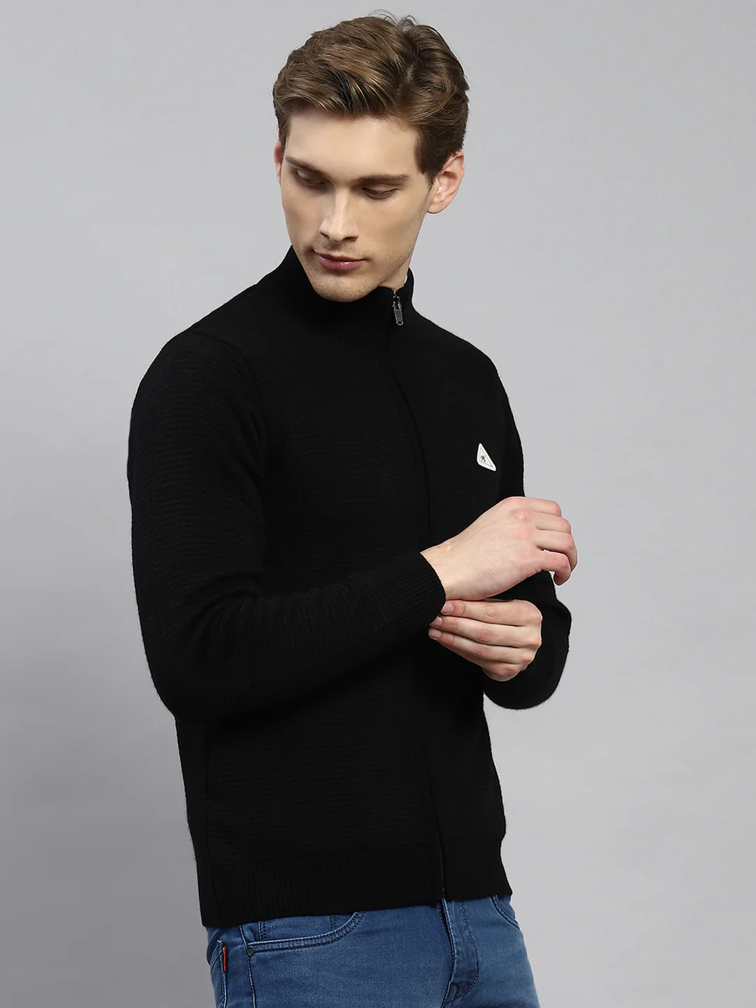 Men Black Solid Pullover - Image 3