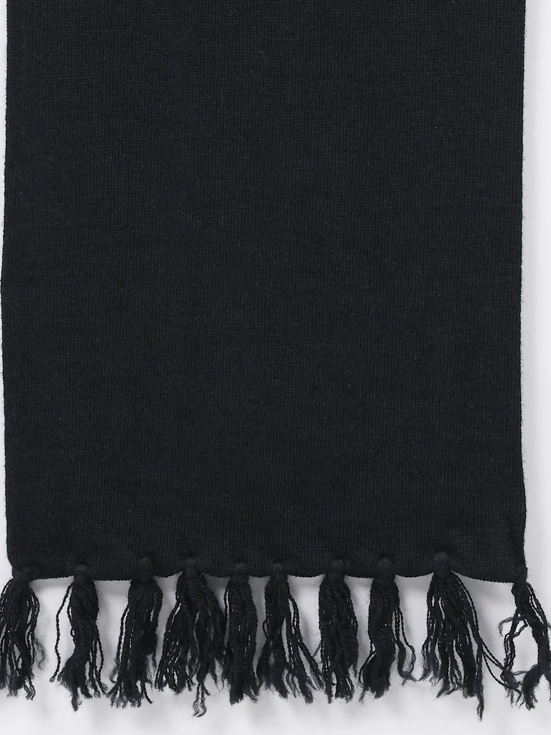 Men Black Solid Pure Wool Muffler - Image 6
