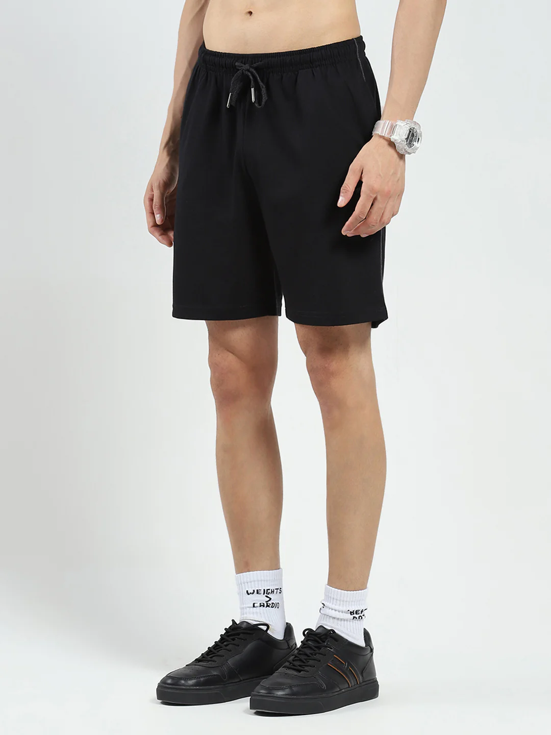 Men Black Solid Regular Fit Bermuda - Image 3