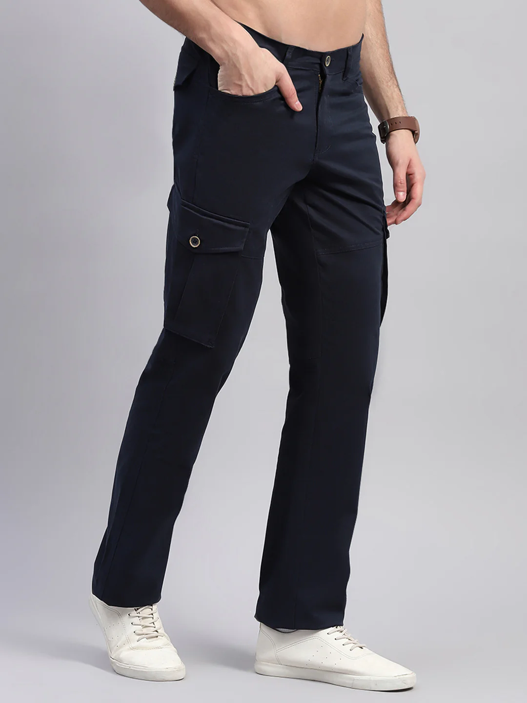 Rock.it Men Navy Blue Solid Regular Fit Cargo - Image 4