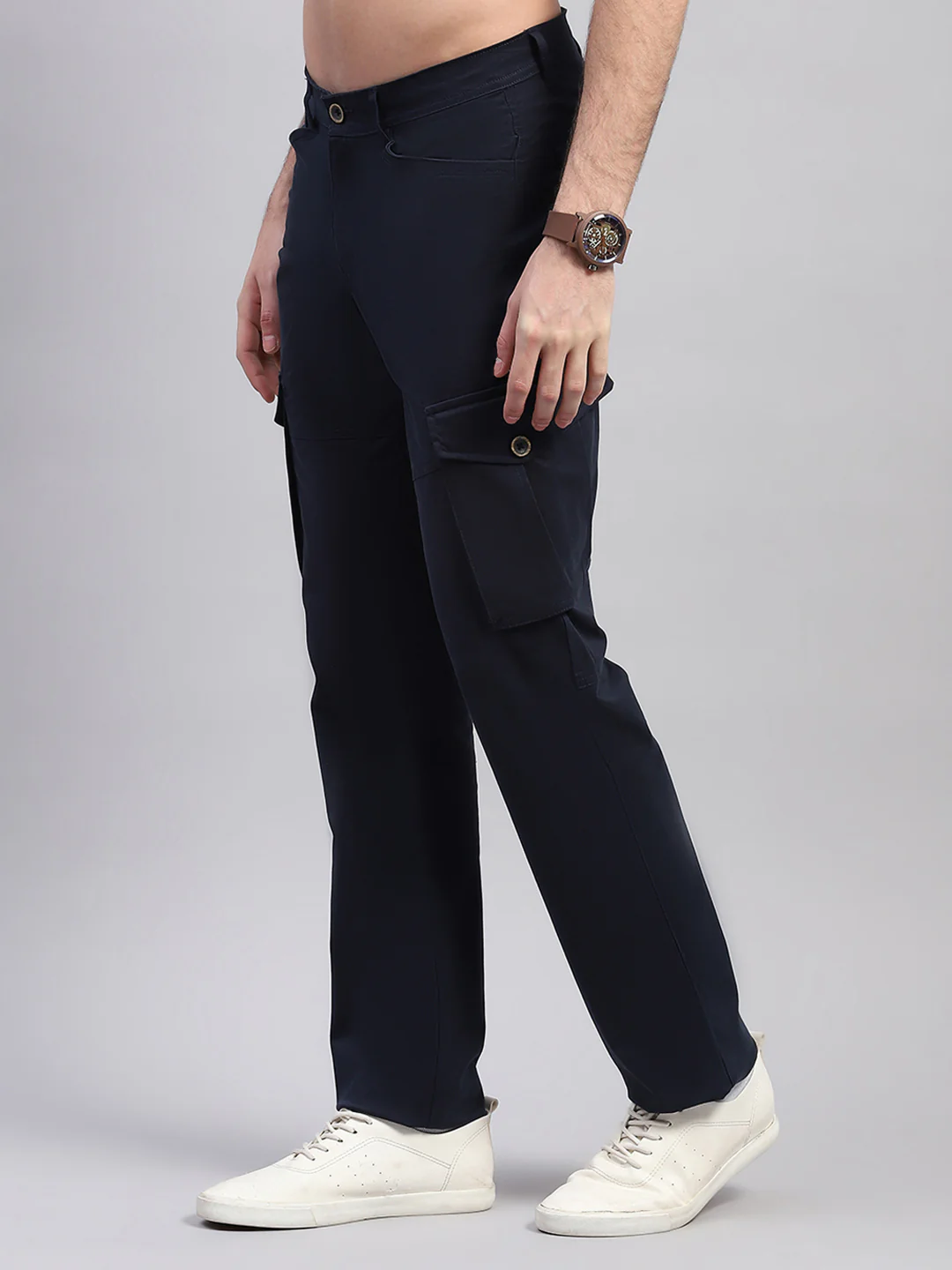 Rock.it Men Navy Blue Solid Regular Fit Cargo - Image 6