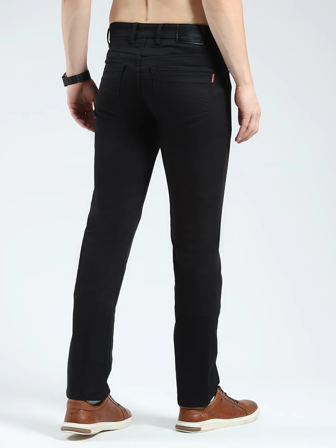 Men Black Solid Narrow Fit Denim - Image 5