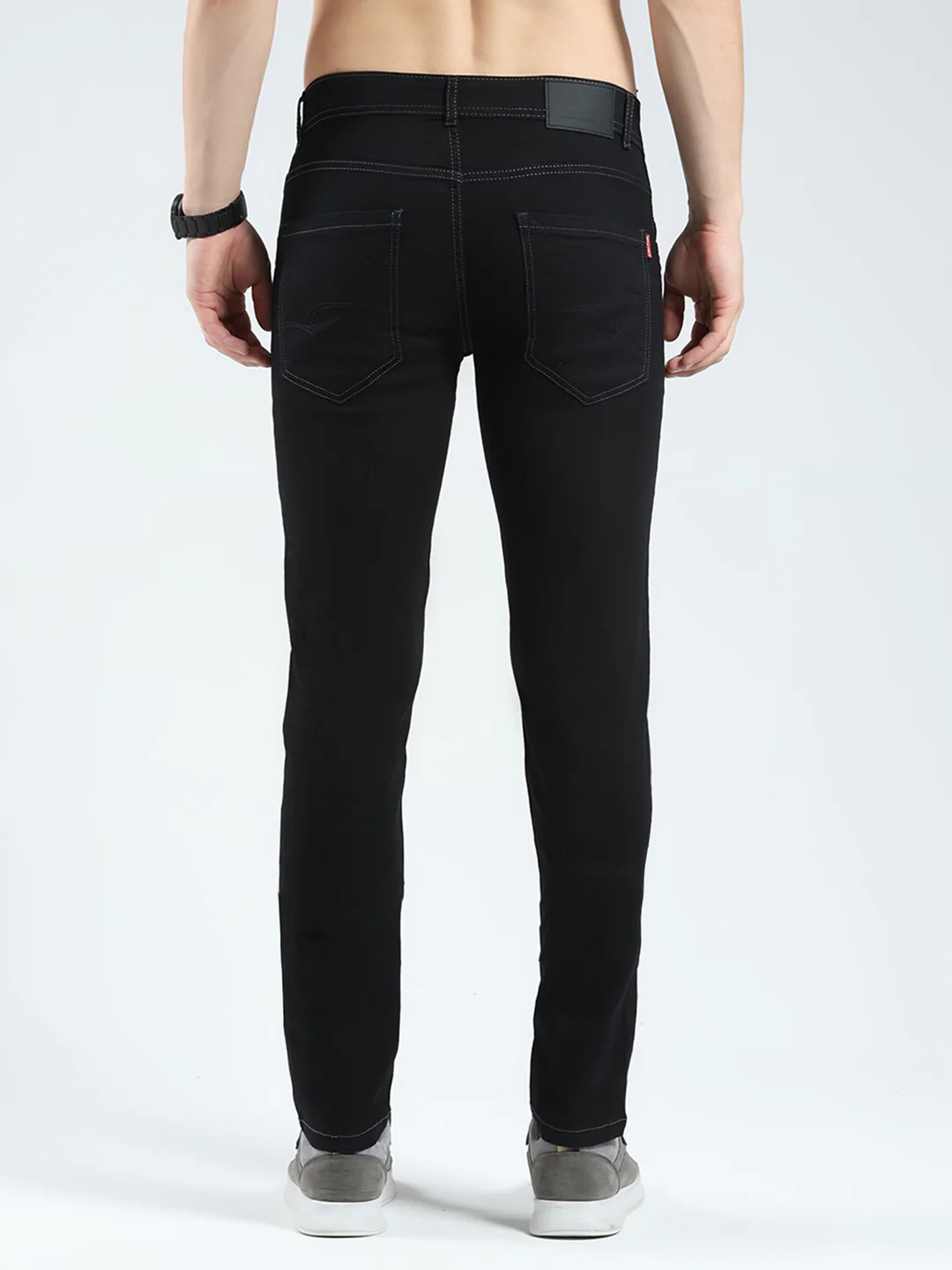 Men Black Solid Skinny Fit Denim - Image 5