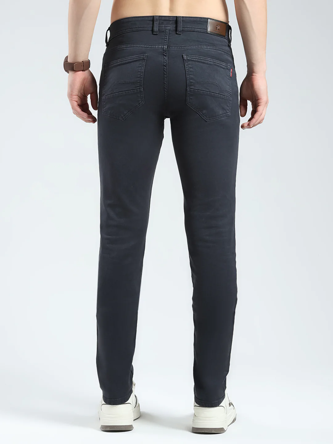 Men Black Solid Narrow Fit Denim - Image 5