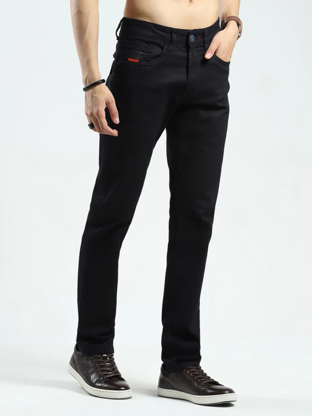 Men Black Solid Skinny Fit Denim - Image 4
