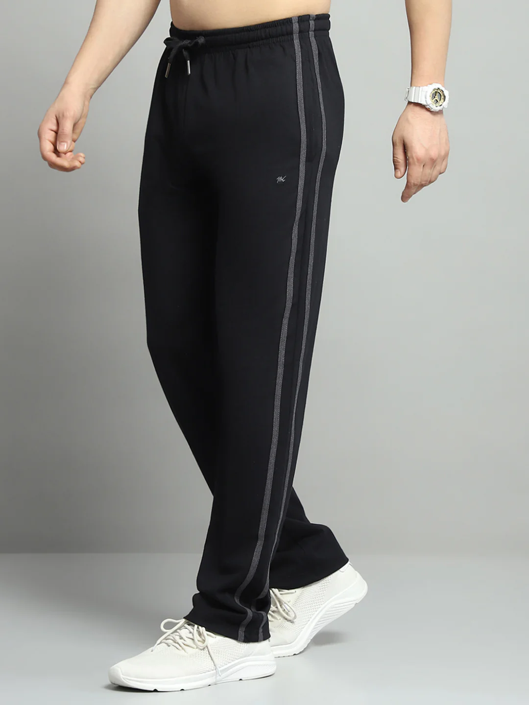 Men Black Solid Regular Fit Lower - Image 3