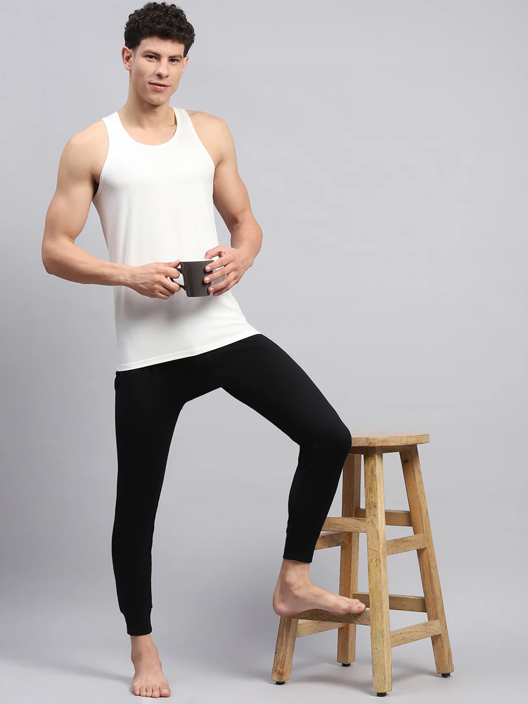 Men Black Solid Regular Fit Lower - Image 2