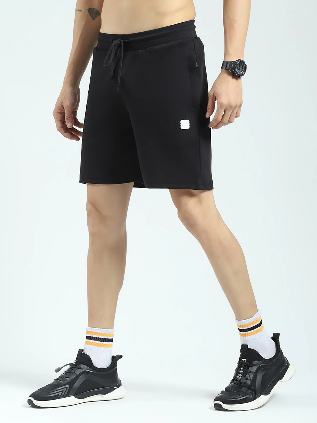 Rock.it Men Black Solid Regular Fit Shorts - Image 3