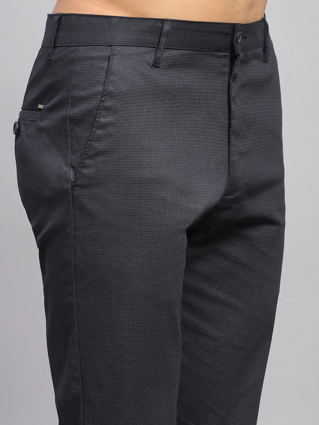 Men Black Solid Regular Fit Trouser - Image 6