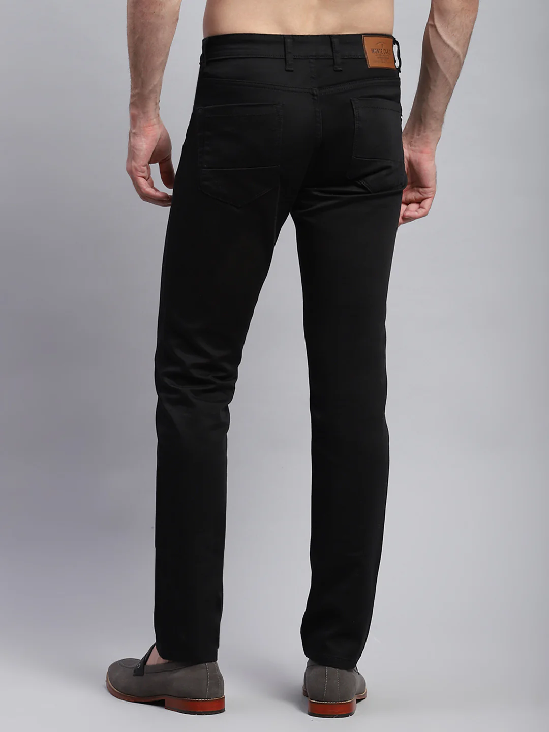 Men Black Solid Regular Fit Trouser - Image 5