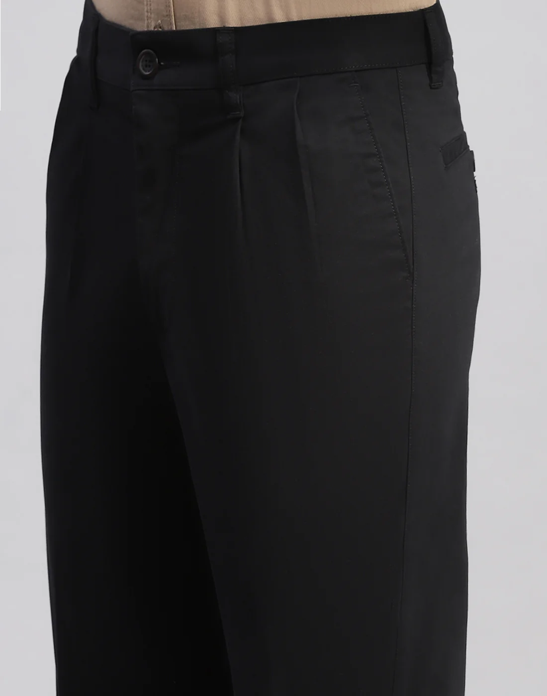 Men Black Solid Regular Fit Trouser - Image 6