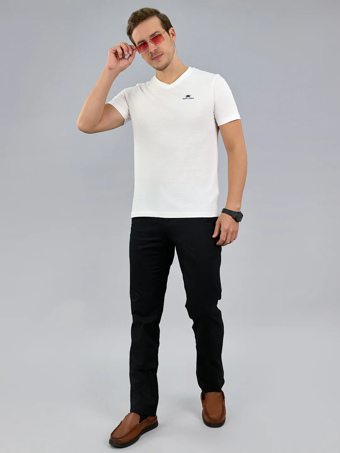 Men Black Solid Regular Fit Trouser - Image 7