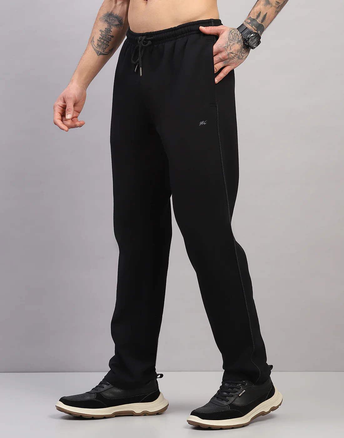 Men Black Solid Regular Fit Winter Lower - Image 2