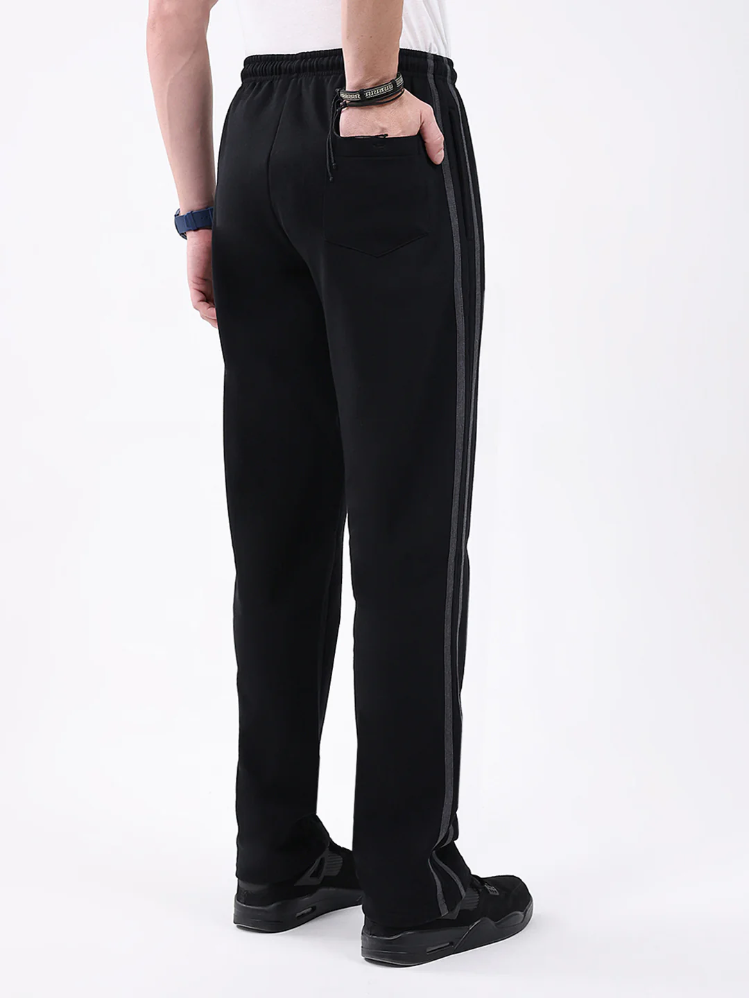 Men Black Solid Regular Fit Winter Lower - Image 5