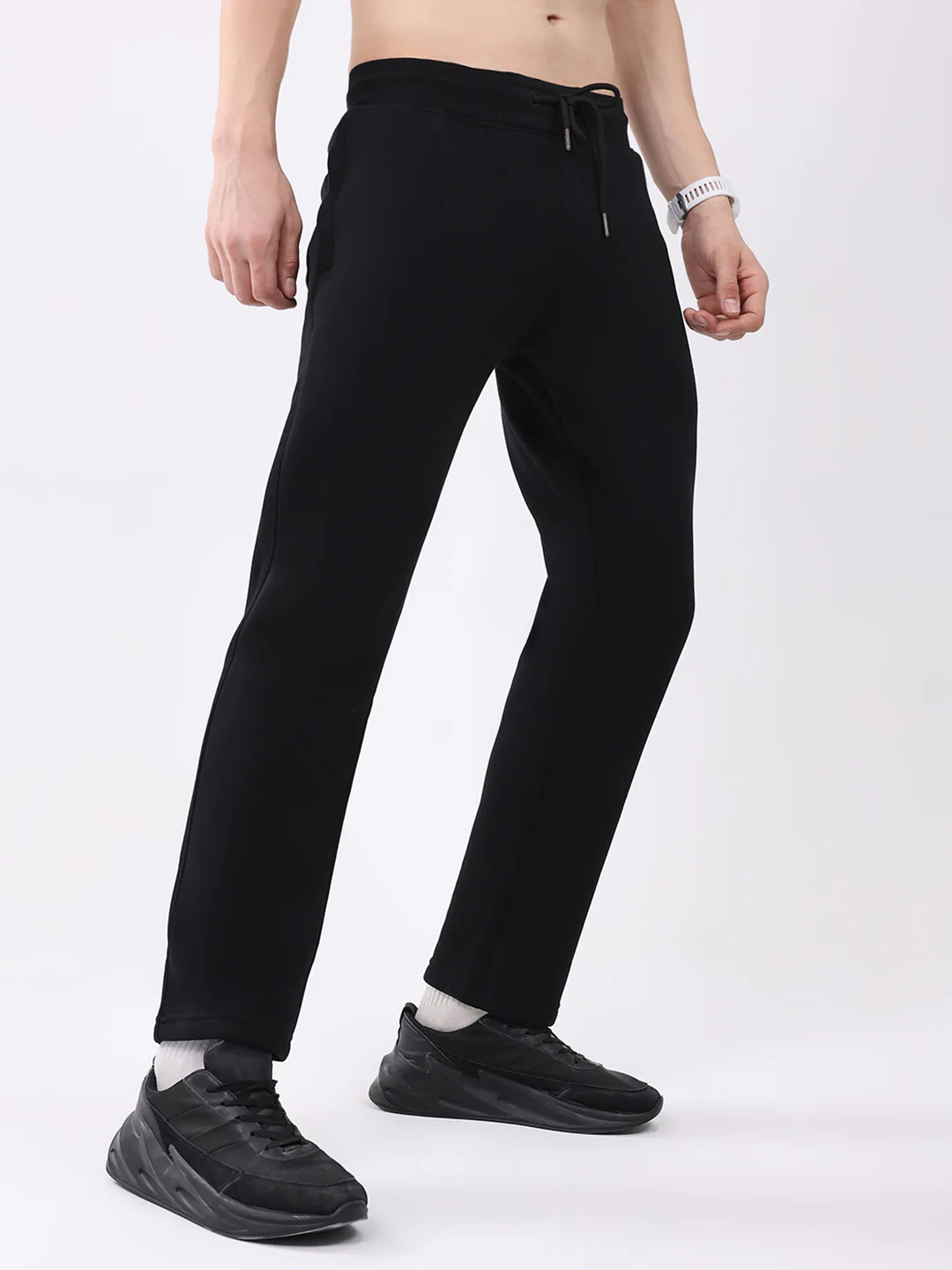 Men Black Solid Regular Fit Winter Lower - Image 4