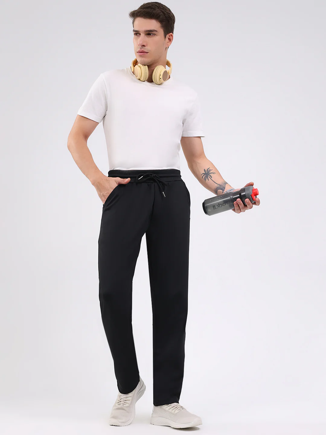 Men Black Solid Regular Fit Winter Lower - Image 2