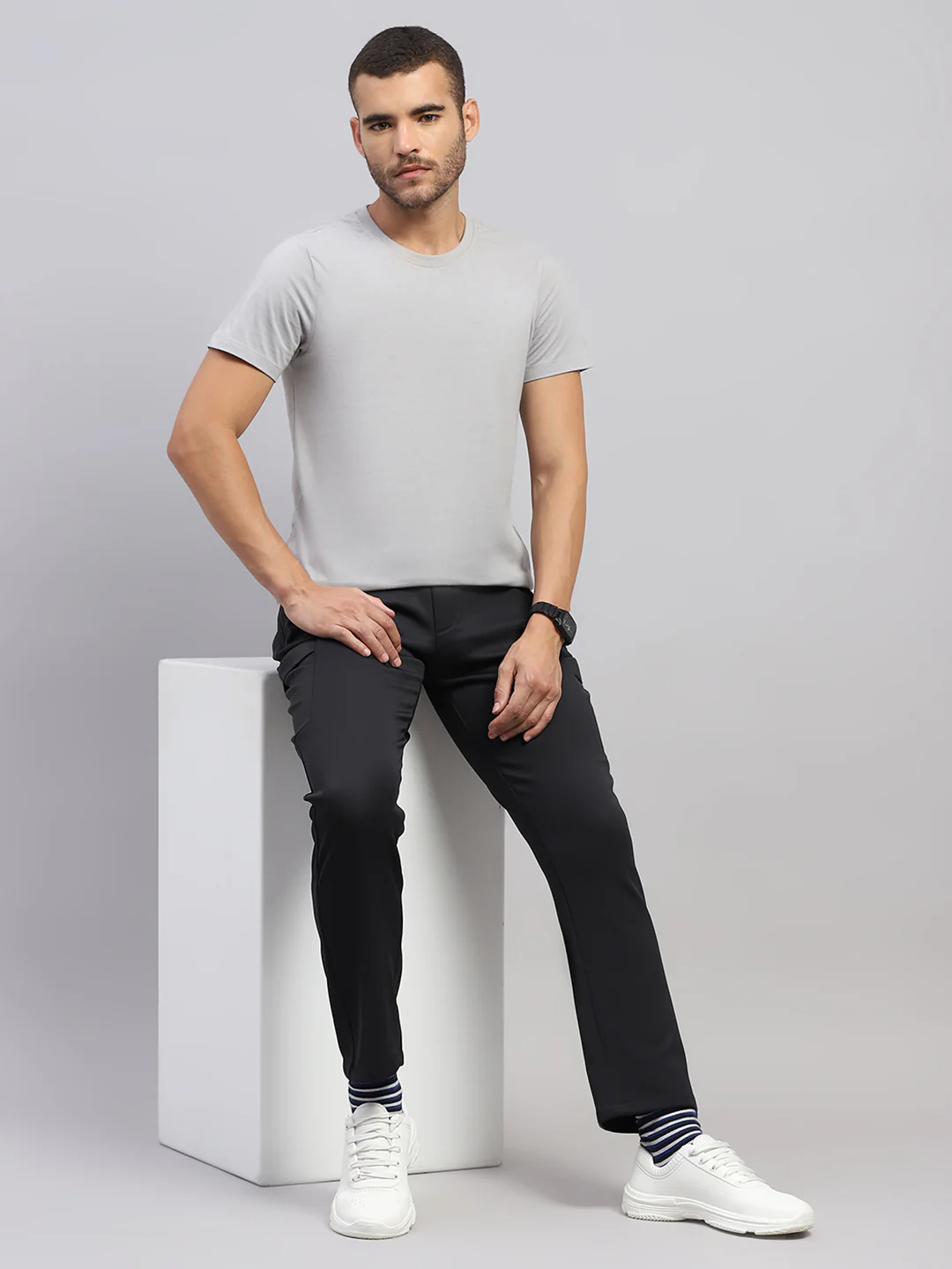 Men Black Solid Regular Fit Winter Lower - Image 2