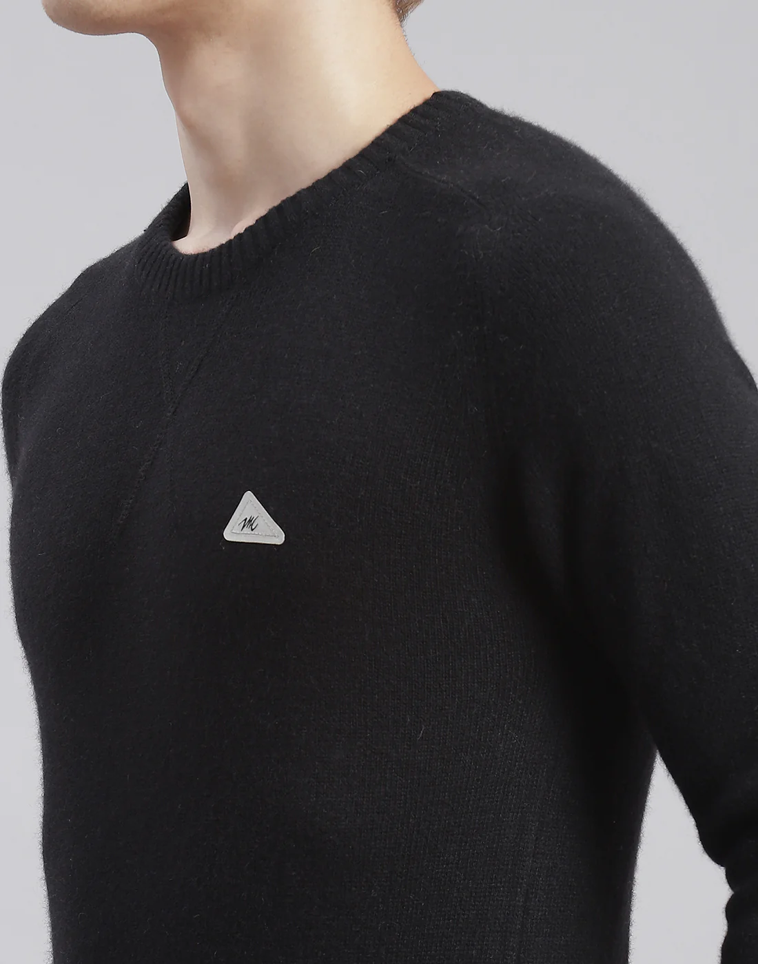 Men Black Solid Round Neck Full Sleeve Pullover - Image 6