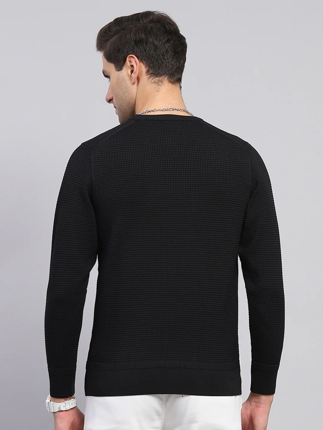 Rock.it Men Black Solid Round Neck Full Sleeve Pullover - Image 5