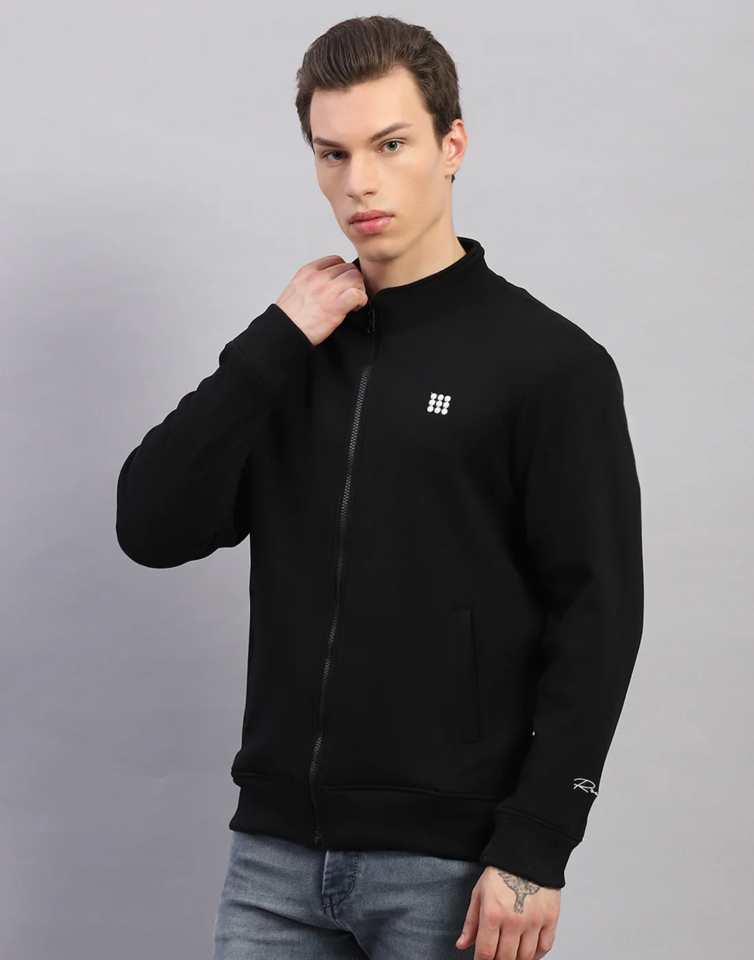 Rock.it Men Black Solid Round Neck Full Sleeve Sweatshirt - Image 3
