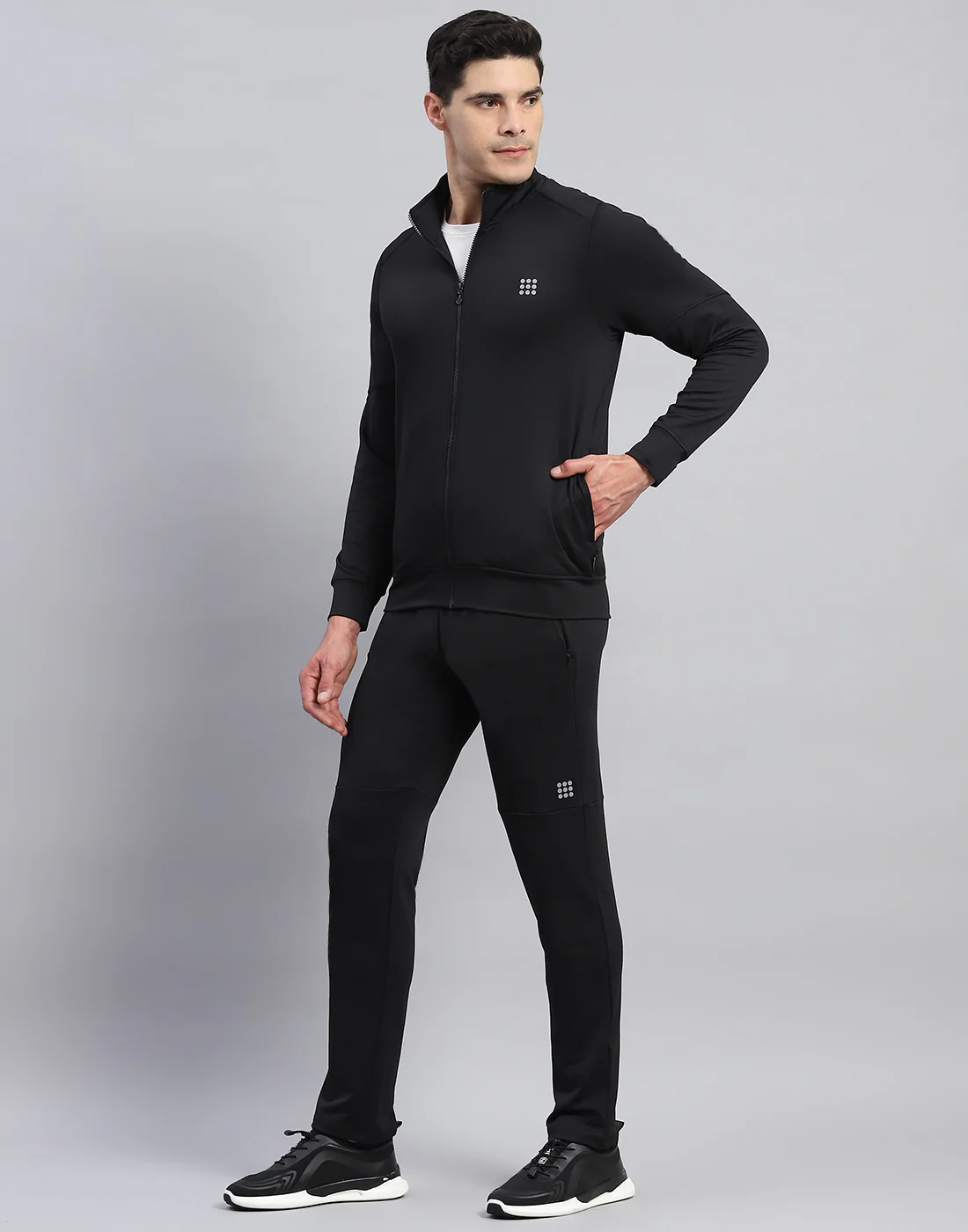 Rock.it Men Black Solid Round Neck Full Sleeve Tracksuit - Image 3