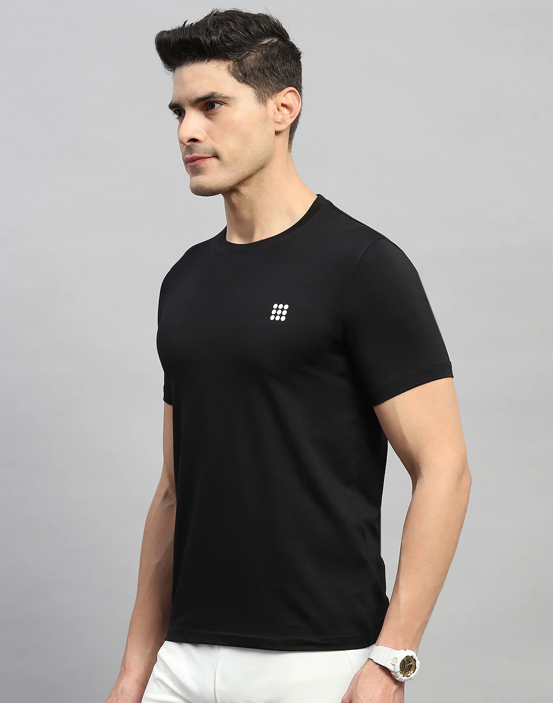 Rock.it Men Black Solid Round Neck Half Sleeve T-Shirt - Image 3