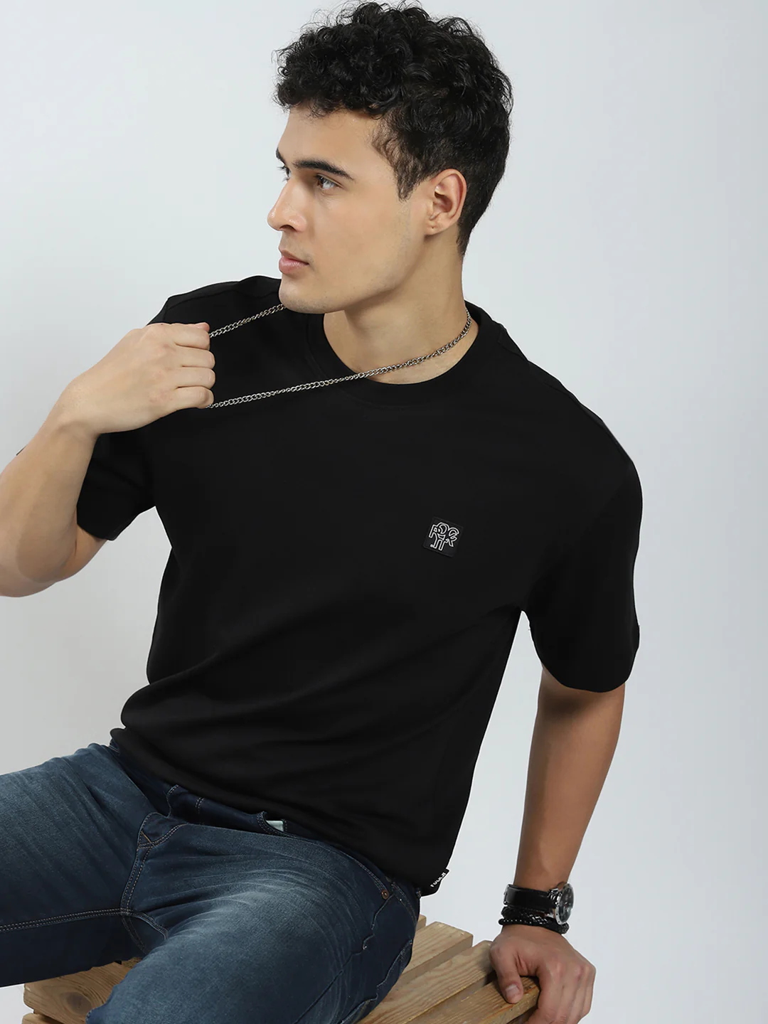 Rock.it Men Black Solid Round Neck Half Sleeve T-Shirt - Image 6