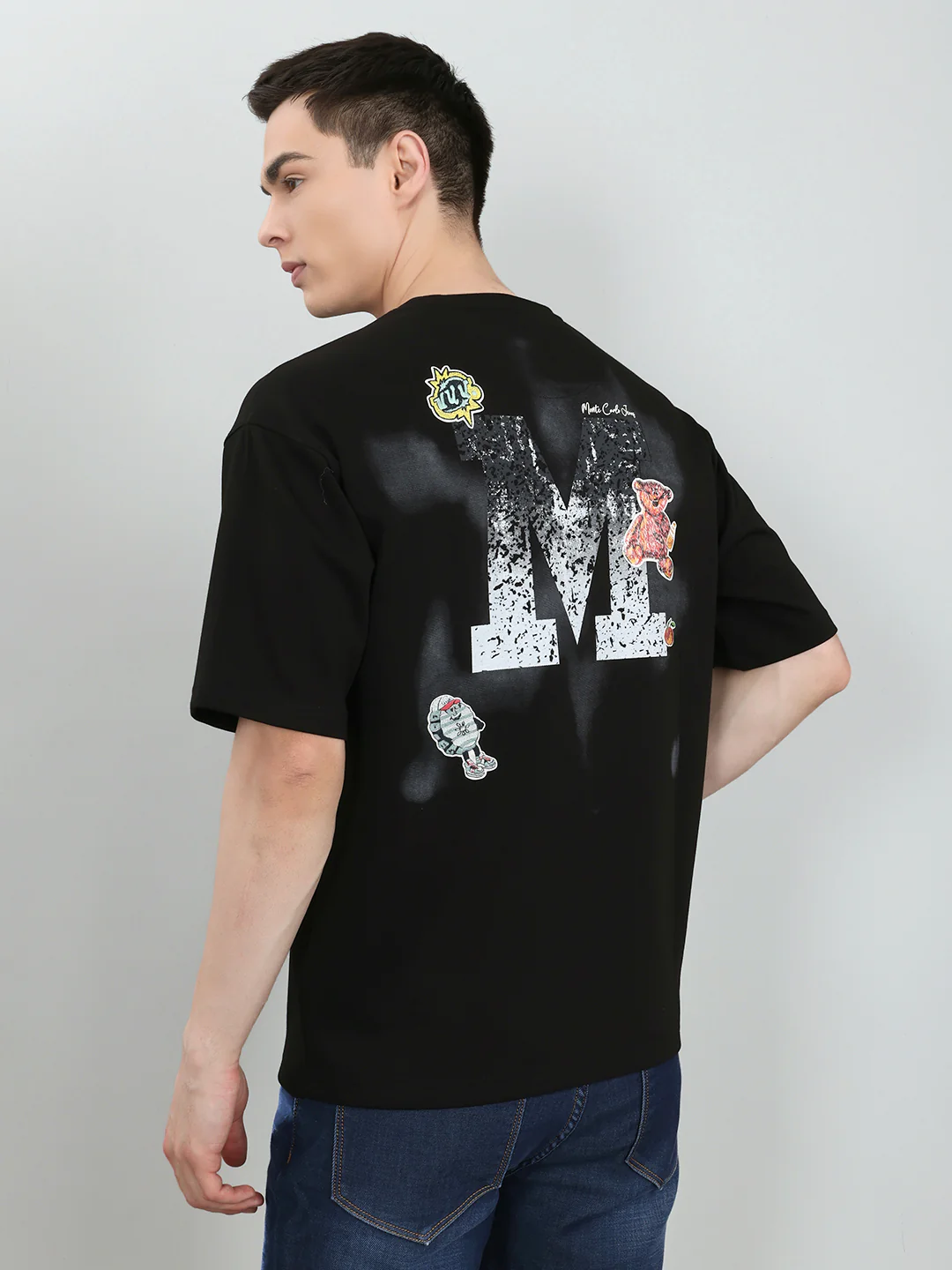Men Black Solid Round Neck Half Sleeve T-Shirt - Image 5