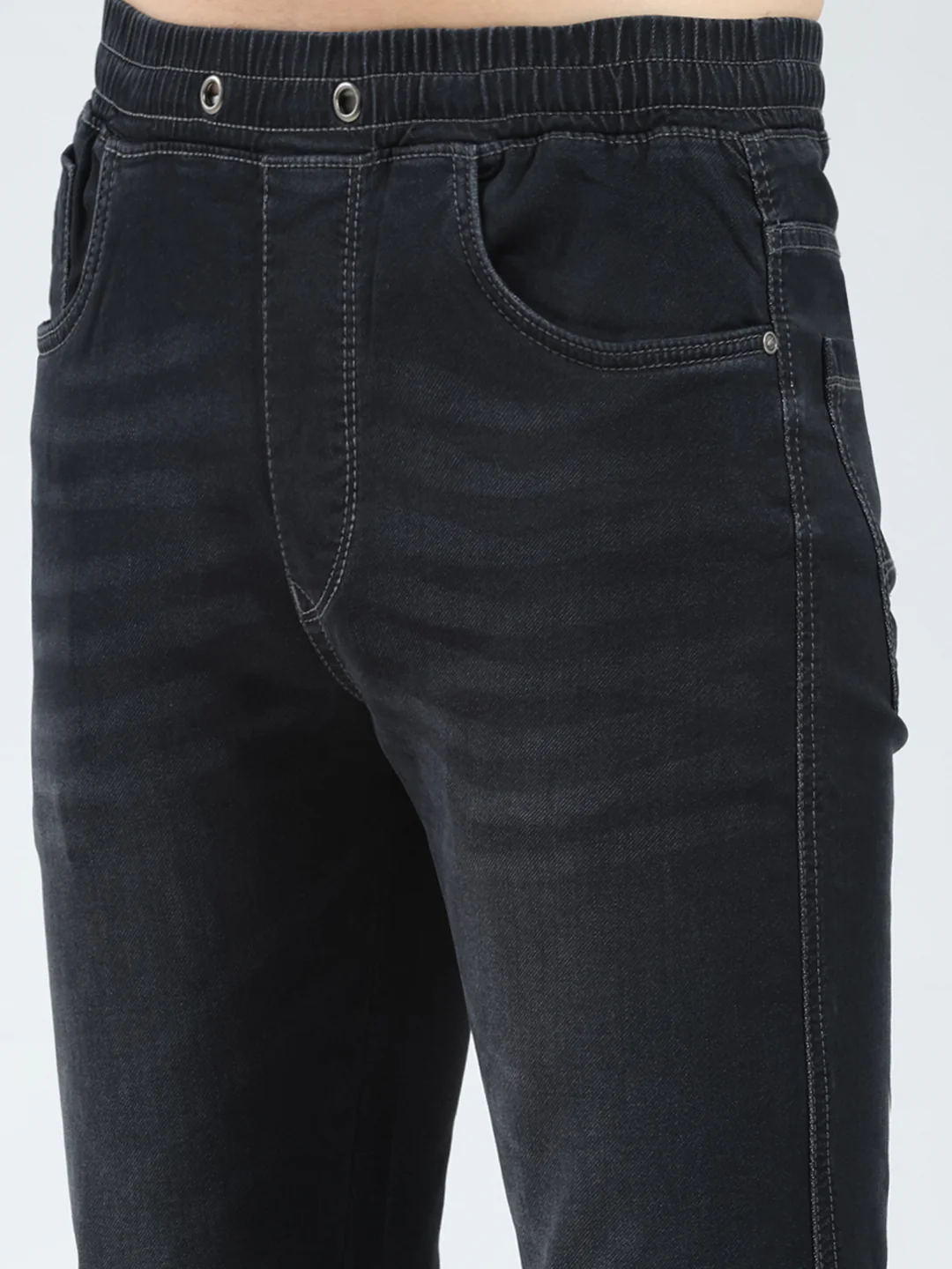Men Black Solid Slim Fit Denim - Image 6