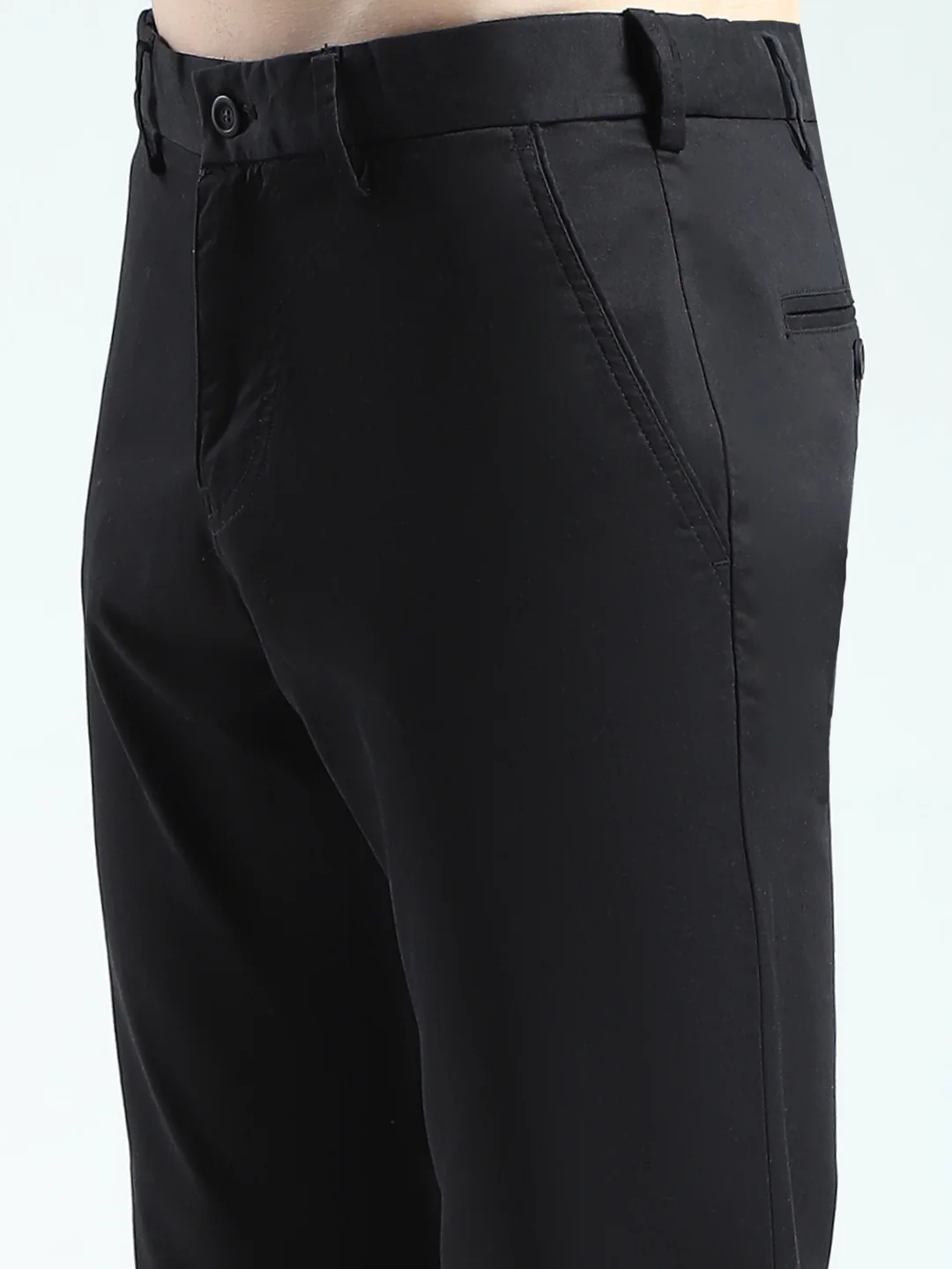 Men Black Solid Slim Fit Trouser - Image 6
