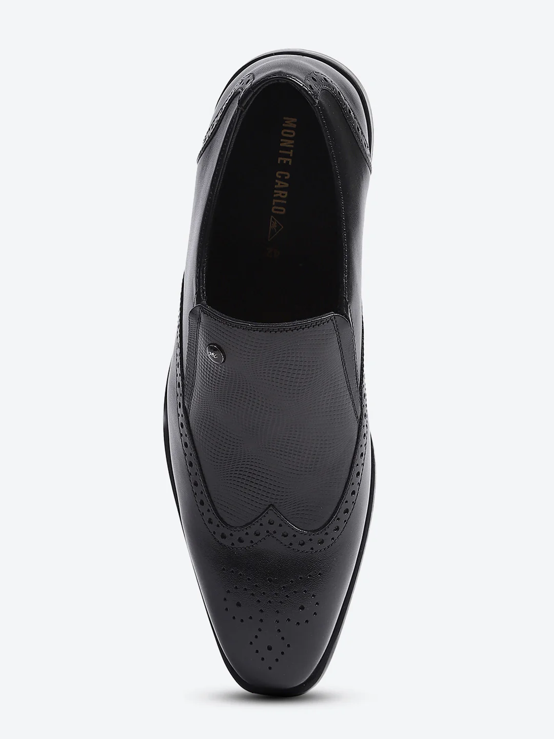 Men Black Solid Slip on Genuine Leather Formal Shoes - Image 5