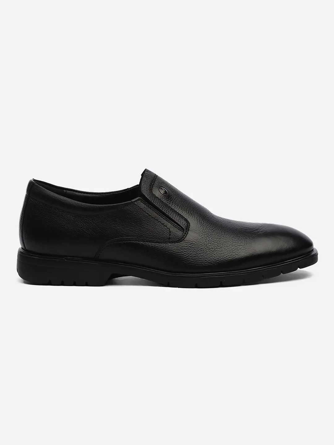 Men Black Solid Slip on Genuine Leather Formal Shoes - Image 4