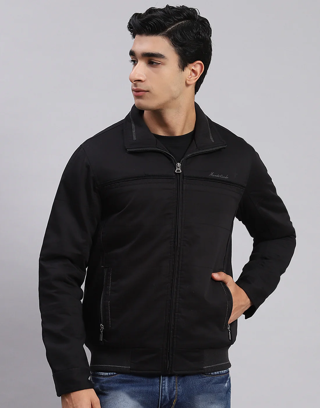 Men Black Solid Spread Collar Full Sleeve Jackets - Image 3