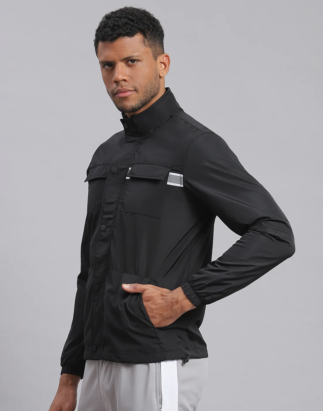 Rock.it Men Black Solid Stand Collar Full Sleeve Jacket - Image 3