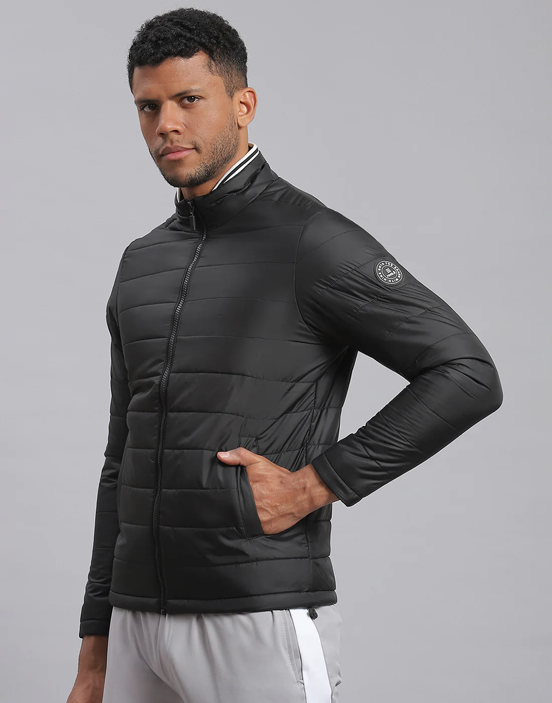 Rock.it Men Black Solid Stand Collar Full Sleeve Jacket - Image 3