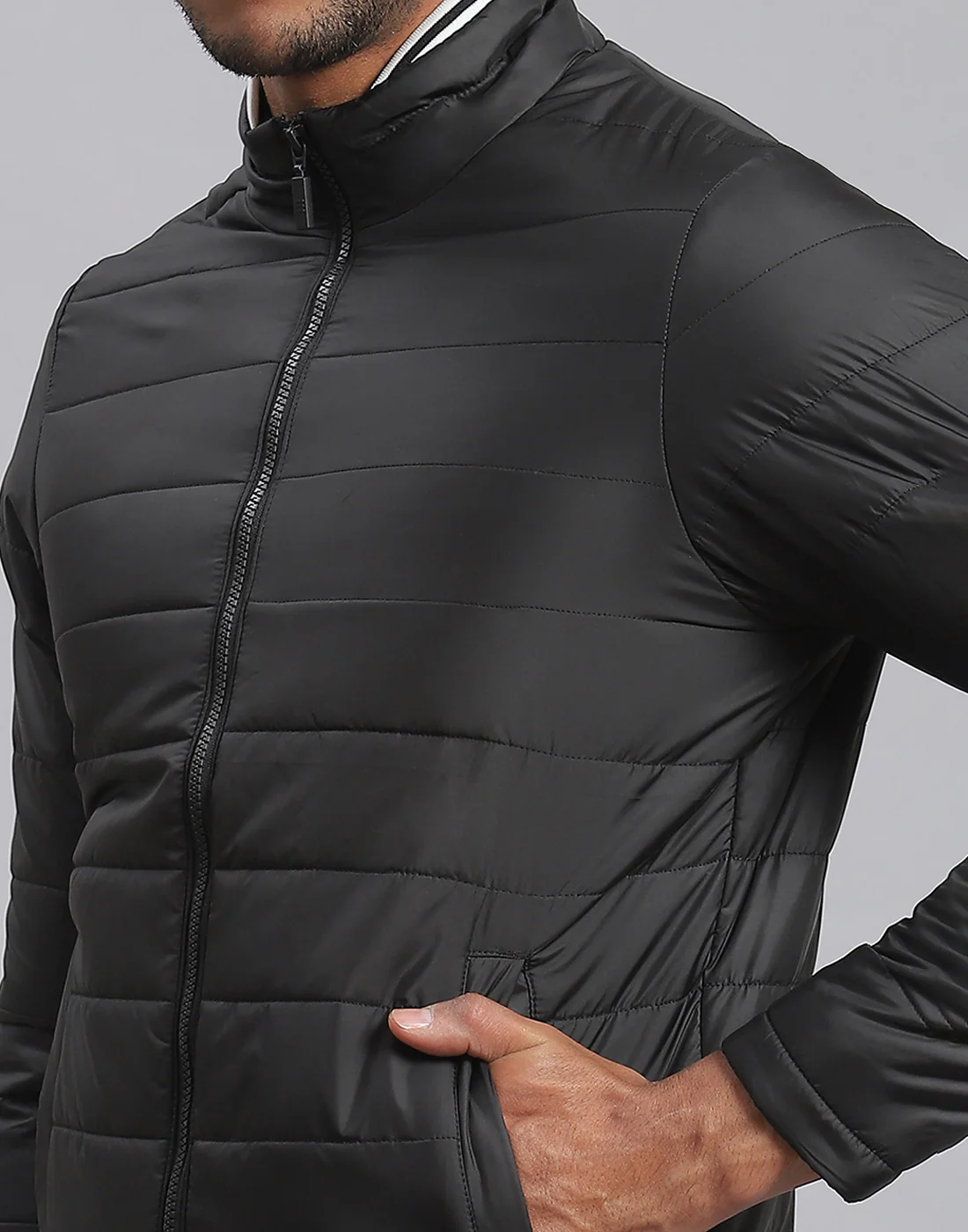 Rock.it Men Black Solid Stand Collar Full Sleeve Jacket - Image 7