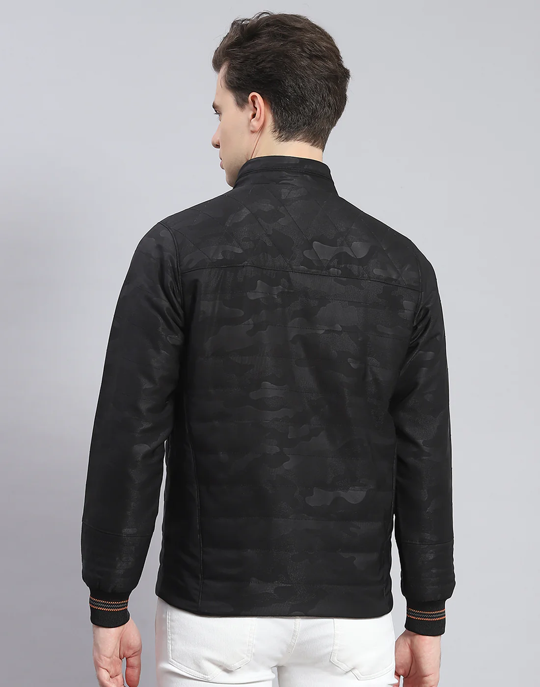 Men Black Solid Stand Collar Full Sleeve Jacket - Image 5