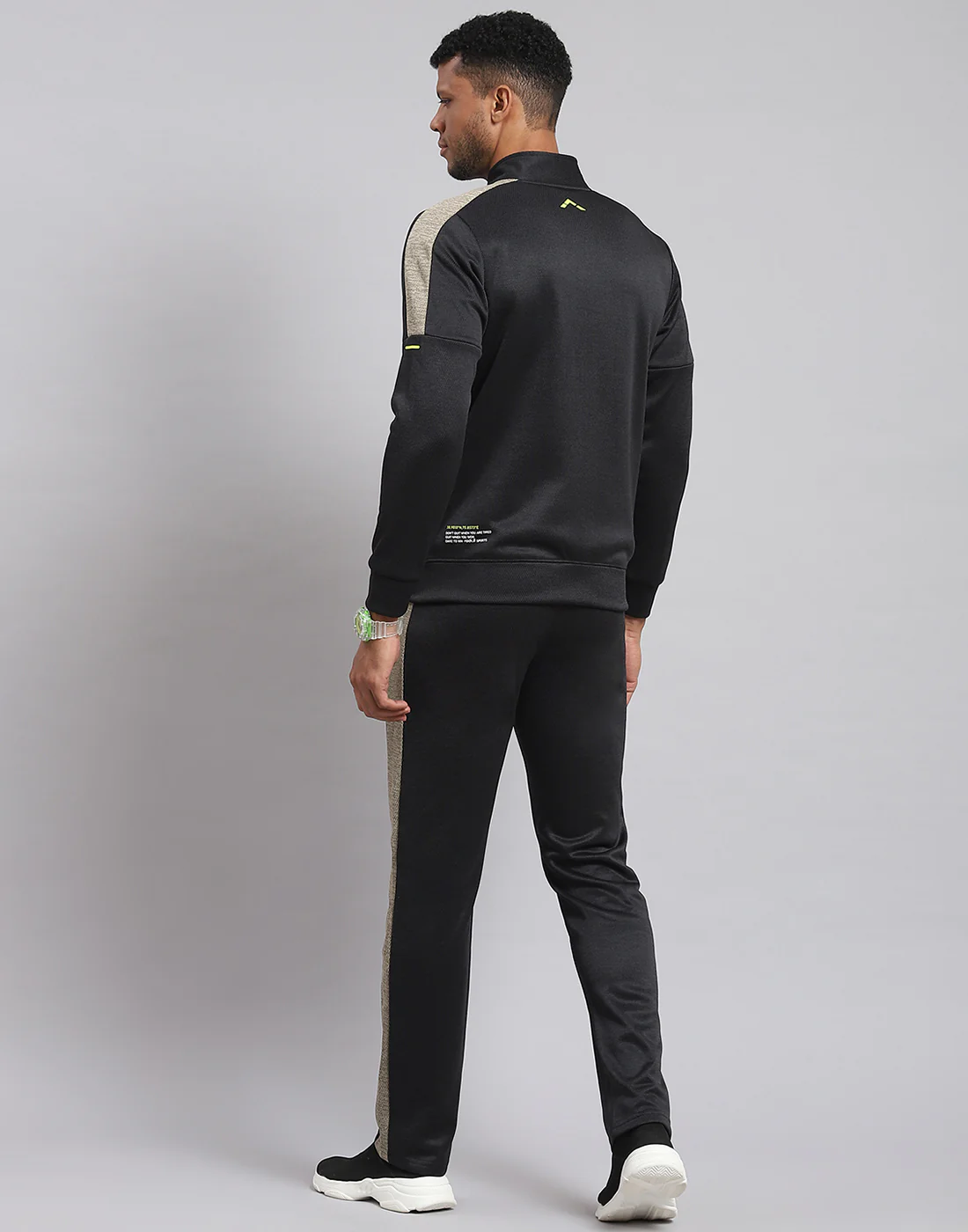 Rock.it Men Black Solid Stand Collar Full Sleeve Tracksuit - Image 6