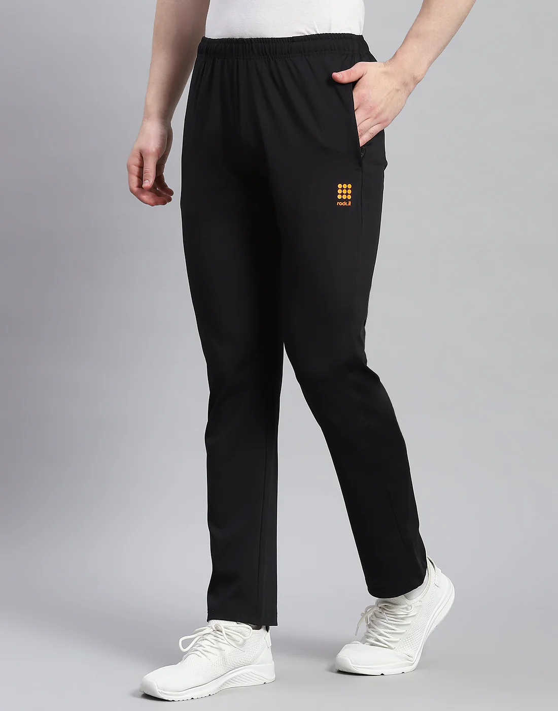 Rock.it Men Black Solid Stand Collar Full Sleeve Tracksuit - Image 7