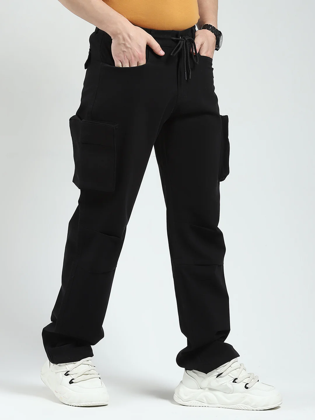 Rock.it Men Black Solid Straight Fit Cargo - Image 7