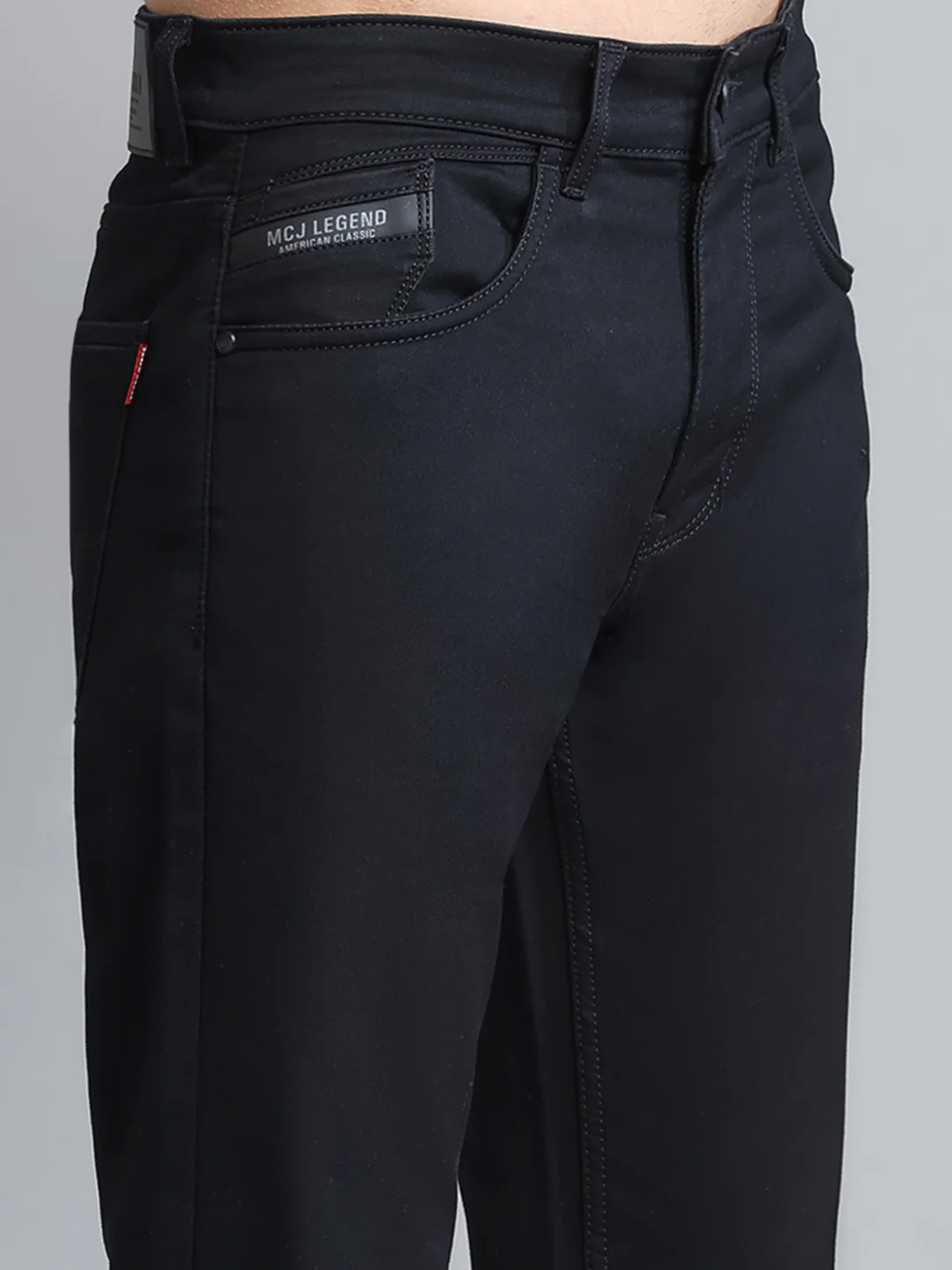 Men Black Solid Straight Fit Denim - Image 6